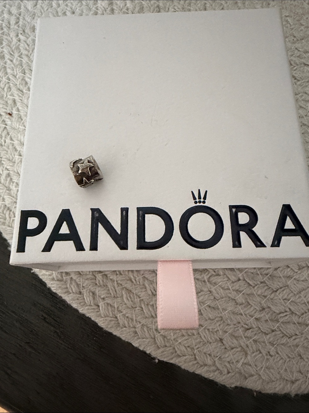 Pandora Sterling Silver Star Barrel Charm with moon and stars and sun accents